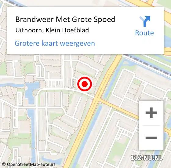 Locatie op kaart van de 112 melding: Brandweer Met Grote Spoed Naar Uithoorn, Klein Hoefblad op 8 augustus 2021 13:01