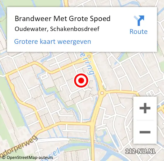 Locatie op kaart van de 112 melding: Brandweer Met Grote Spoed Naar Oudewater, Schakenbosdreef op 8 augustus 2021 13:19