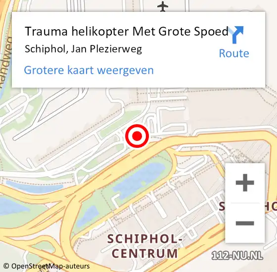 Locatie op kaart van de 112 melding: Trauma helikopter Met Grote Spoed Naar Schiphol, Jan Plezierweg op 8 augustus 2021 13:20