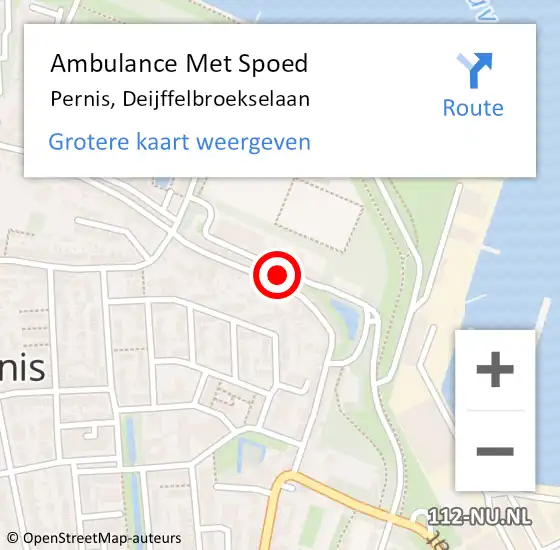 Locatie op kaart van de 112 melding: Ambulance Met Spoed Naar Pernis, Deijffelbroekselaan op 8 augustus 2021 13:21