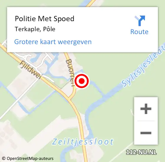 Locatie op kaart van de 112 melding: Politie Met Spoed Naar Terkaple, Pôle op 8 augustus 2021 13:29