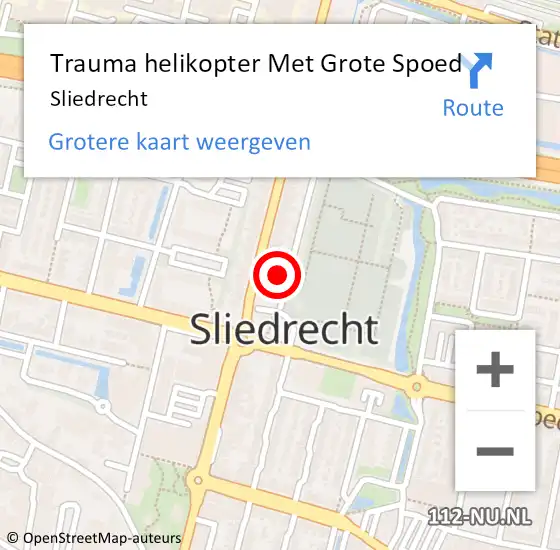 Locatie op kaart van de 112 melding: Trauma helikopter Met Grote Spoed Naar Sliedrecht op 8 augustus 2021 13:52