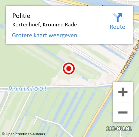 Locatie op kaart van de 112 melding: Politie Kortenhoef, Kromme Rade op 8 augustus 2021 14:08