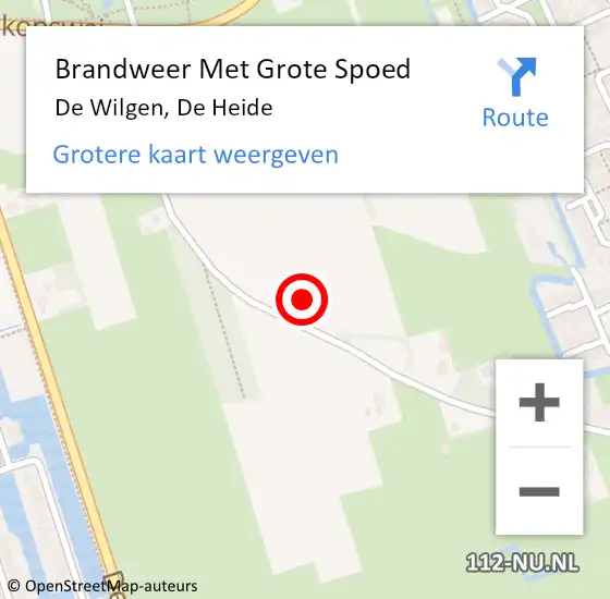 Locatie op kaart van de 112 melding: Brandweer Met Grote Spoed Naar De Wilgen, De Heide op 8 augustus 2021 14:16