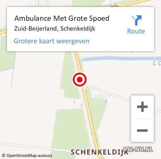 Locatie op kaart van de 112 melding: Ambulance Met Grote Spoed Naar Zuid-Beijerland, Schenkeldijk op 8 augustus 2021 14:40