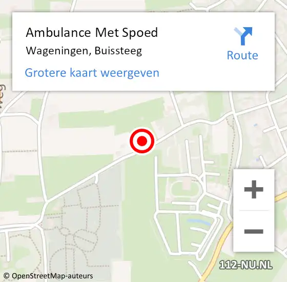 Locatie op kaart van de 112 melding: Ambulance Met Spoed Naar Wageningen, Buissteeg op 8 augustus 2021 14:50