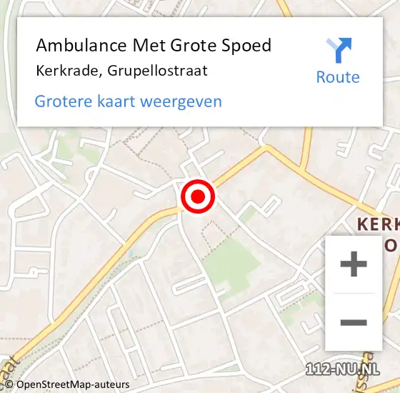 Locatie op kaart van de 112 melding: Ambulance Met Grote Spoed Naar Kerkrade, Grupellostraat op 19 juni 2014 08:07