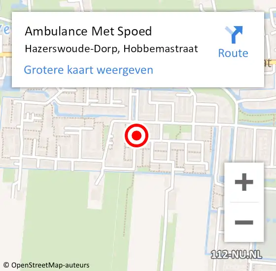 Locatie op kaart van de 112 melding: Ambulance Met Spoed Naar Hazerswoude-Dorp, Hobbemastraat op 8 augustus 2021 15:02