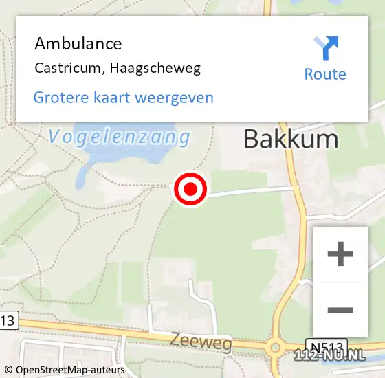 Locatie op kaart van de 112 melding: Ambulance Castricum, Haagscheweg op 8 augustus 2021 15:04