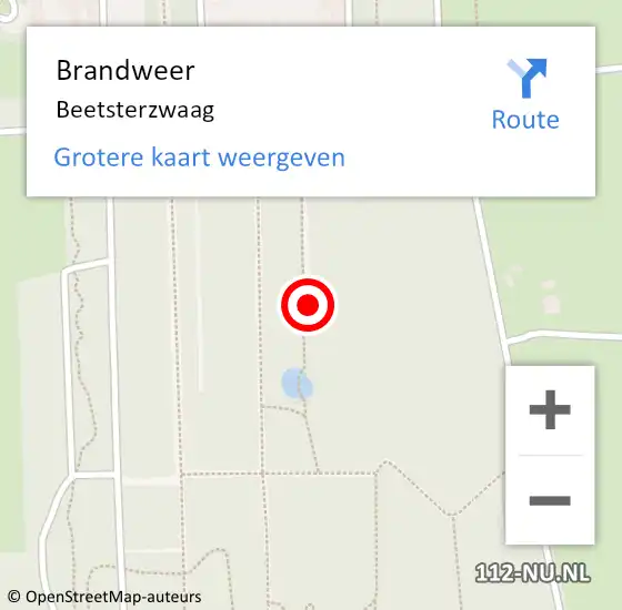 Locatie op kaart van de 112 melding: Brandweer Beetsterzwaag op 8 augustus 2021 15:22