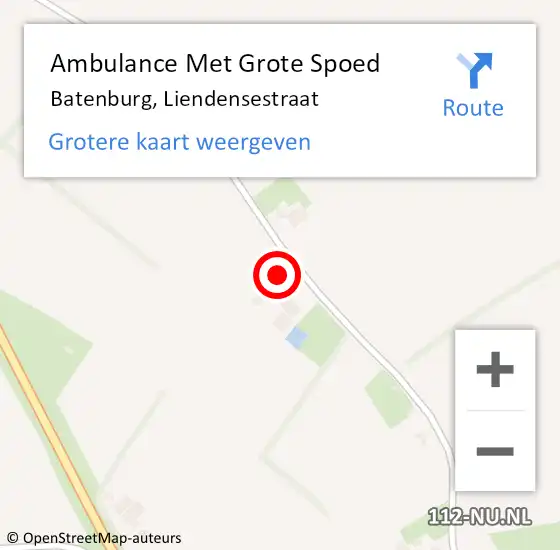 Locatie op kaart van de 112 melding: Ambulance Met Grote Spoed Naar Batenburg, Liendensestraat op 8 augustus 2021 15:46