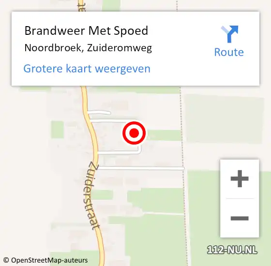 Locatie op kaart van de 112 melding: Brandweer Met Spoed Naar Noordbroek, Zuideromweg op 8 augustus 2021 15:59