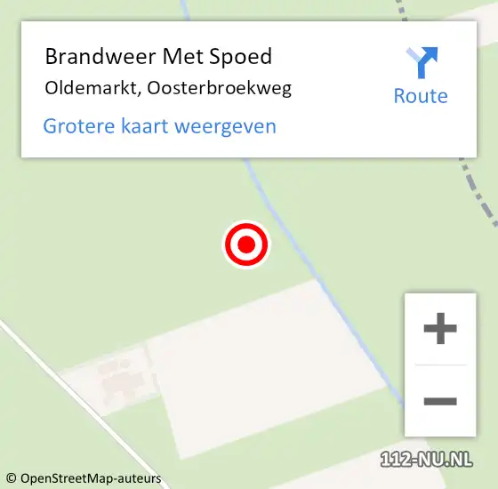 Locatie op kaart van de 112 melding: Brandweer Met Spoed Naar Oldemarkt, Oosterbroekweg op 8 augustus 2021 16:02