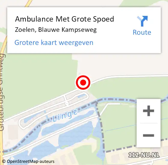 Locatie op kaart van de 112 melding: Ambulance Met Grote Spoed Naar Zoelen, Blauwe Kampseweg op 8 augustus 2021 16:05