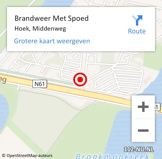 Locatie op kaart van de 112 melding: Brandweer Met Spoed Naar Hoek, Middenweg op 8 augustus 2021 16:22