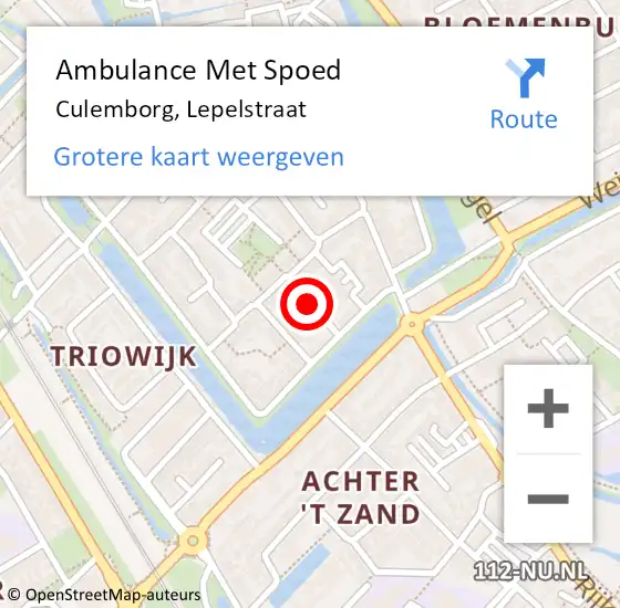 Locatie op kaart van de 112 melding: Ambulance Met Spoed Naar Culemborg, Lepelstraat op 8 augustus 2021 16:24
