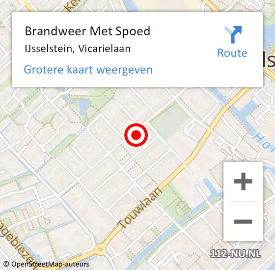 Locatie op kaart van de 112 melding: Brandweer Met Spoed Naar IJsselstein, Vicarielaan op 8 augustus 2021 16:39