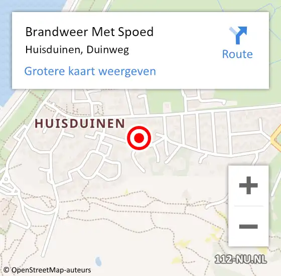 Locatie op kaart van de 112 melding: Brandweer Met Spoed Naar Huisduinen, Duinweg op 8 augustus 2021 16:50