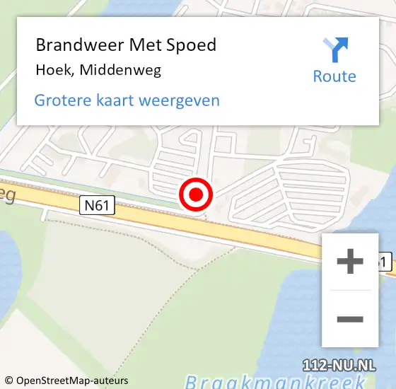Locatie op kaart van de 112 melding: Brandweer Met Spoed Naar Hoek, Middenweg op 8 augustus 2021 16:55