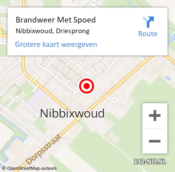 Locatie op kaart van de 112 melding: Brandweer Met Spoed Naar Nibbixwoud, Driesprong op 8 augustus 2021 16:55