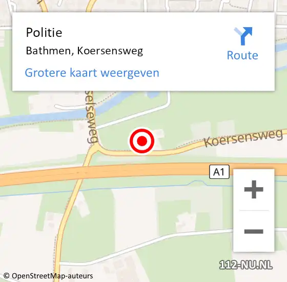 Locatie op kaart van de 112 melding: Politie Bathmen, Koersensweg op 8 augustus 2021 17:10