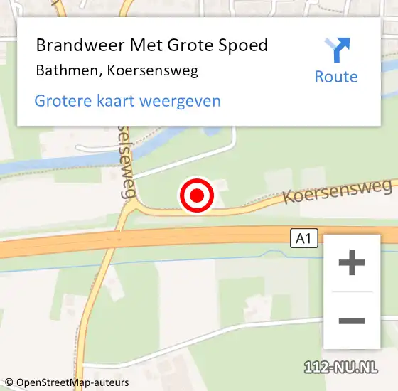 Locatie op kaart van de 112 melding: Brandweer Met Grote Spoed Naar Bathmen, Koersensweg op 8 augustus 2021 17:10