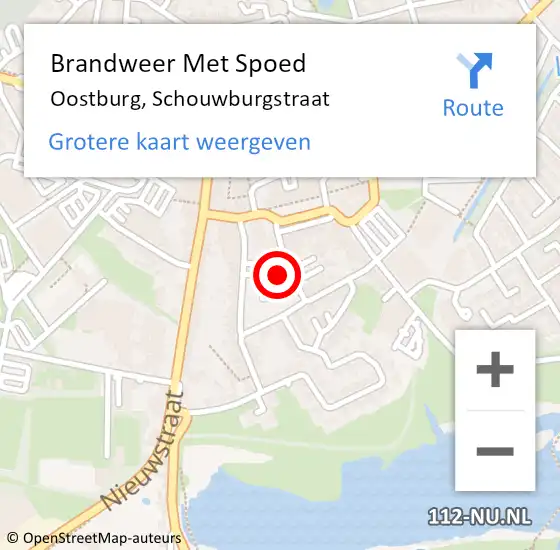Locatie op kaart van de 112 melding: Brandweer Met Spoed Naar Oostburg, Schouwburgstraat op 8 augustus 2021 17:17