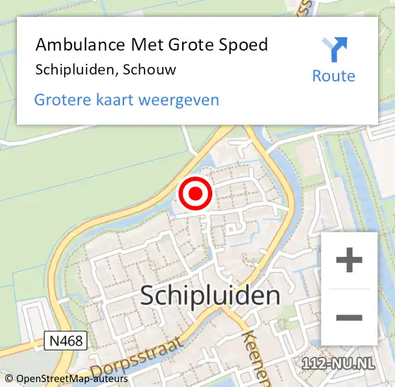 Locatie op kaart van de 112 melding: Ambulance Met Grote Spoed Naar Schipluiden, Schouw op 8 augustus 2021 17:32