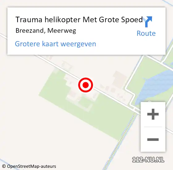 Locatie op kaart van de 112 melding: Trauma helikopter Met Grote Spoed Naar Breezand, Meerweg op 8 augustus 2021 18:22