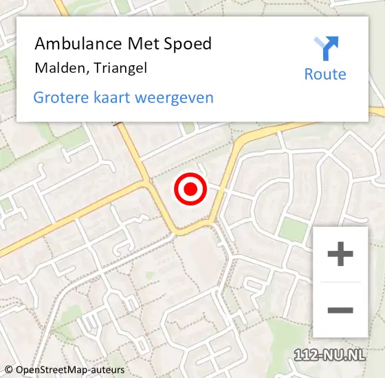 Locatie op kaart van de 112 melding: Ambulance Met Spoed Naar Malden, Triangel op 8 augustus 2021 18:28