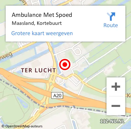 Locatie op kaart van de 112 melding: Ambulance Met Spoed Naar Maasland, Kortebuurt op 8 augustus 2021 18:39