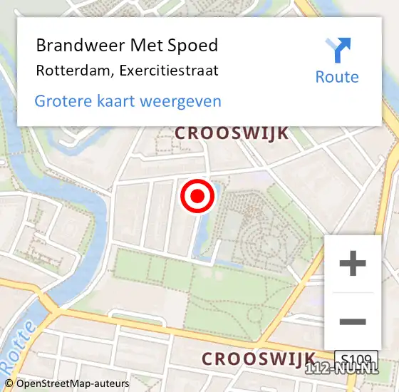 Locatie op kaart van de 112 melding: Brandweer Met Spoed Naar Rotterdam, Exercitiestraat op 8 augustus 2021 18:55