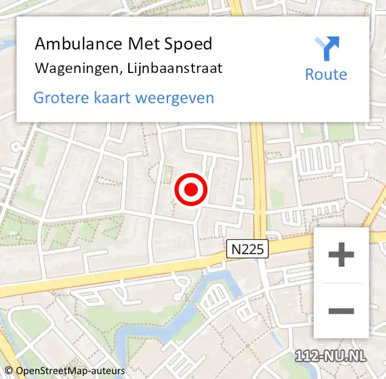 Locatie op kaart van de 112 melding: Ambulance Met Spoed Naar Wageningen, Lijnbaanstraat op 8 augustus 2021 19:31