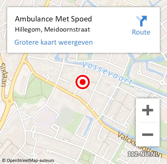 Locatie op kaart van de 112 melding: Ambulance Met Spoed Naar Hillegom, Meidoornstraat op 8 augustus 2021 19:36