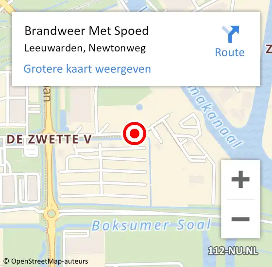 Locatie op kaart van de 112 melding: Brandweer Met Spoed Naar Leeuwarden, Newtonweg op 8 augustus 2021 19:50