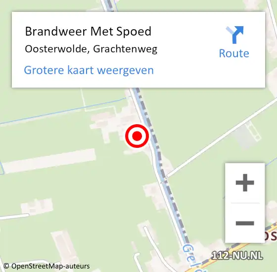 Locatie op kaart van de 112 melding: Brandweer Met Spoed Naar Oosterwolde, Grachtenweg op 8 augustus 2021 19:59