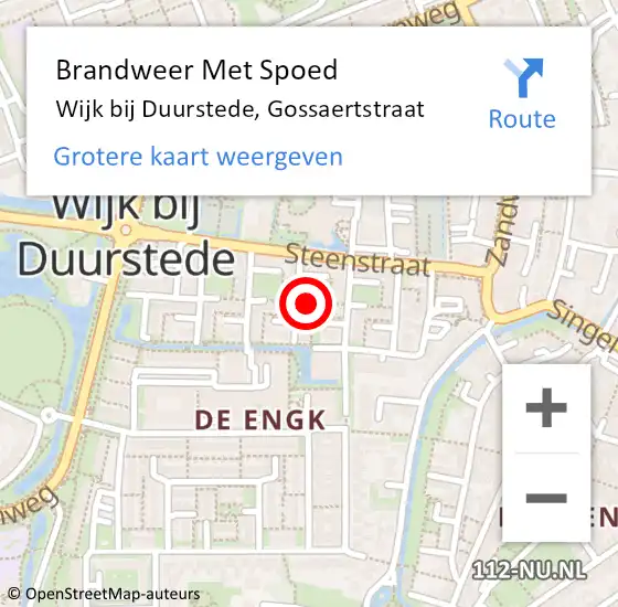 Locatie op kaart van de 112 melding: Brandweer Met Spoed Naar Wijk bij Duurstede, Gossaertstraat op 8 augustus 2021 20:07