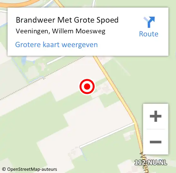 Locatie op kaart van de 112 melding: Brandweer Met Grote Spoed Naar Veeningen, Willem Moesweg op 8 augustus 2021 20:12