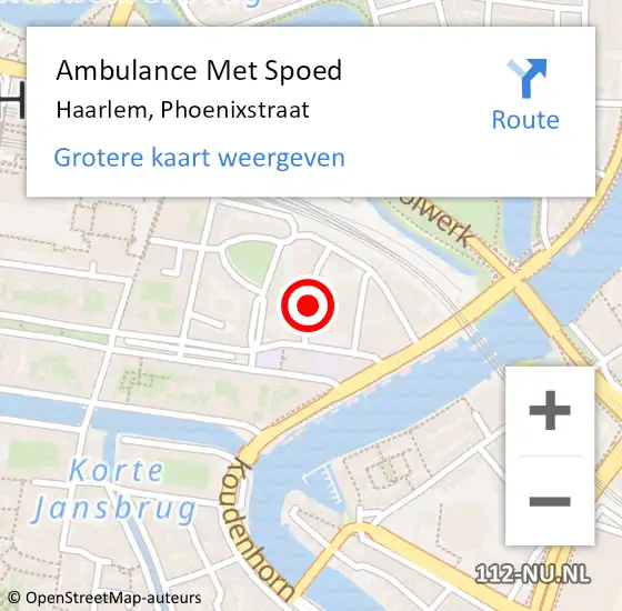 Locatie op kaart van de 112 melding: Ambulance Met Spoed Naar Haarlem, Phoenixstraat op 8 augustus 2021 20:14