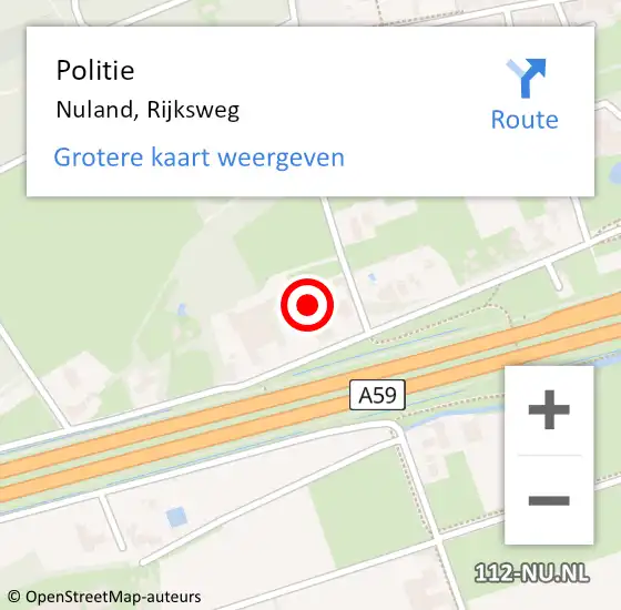 Locatie op kaart van de 112 melding: Politie Nuland, Rijksweg op 8 augustus 2021 20:23