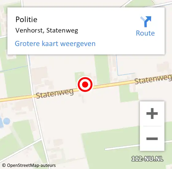 Locatie op kaart van de 112 melding: Politie Venhorst, Statenweg op 8 augustus 2021 20:24