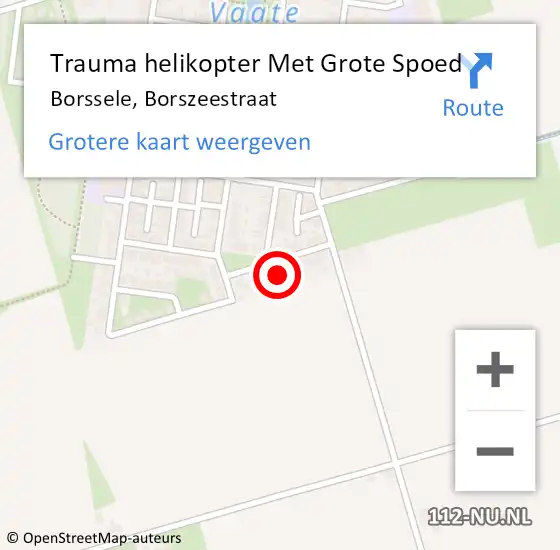 Locatie op kaart van de 112 melding: Trauma helikopter Met Grote Spoed Naar Borssele, Borszeestraat op 8 augustus 2021 20:44