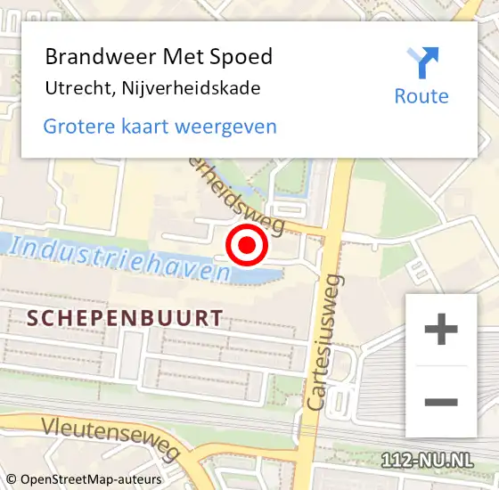 Locatie op kaart van de 112 melding: Brandweer Met Spoed Naar Utrecht, Nijverheidskade op 8 augustus 2021 20:44