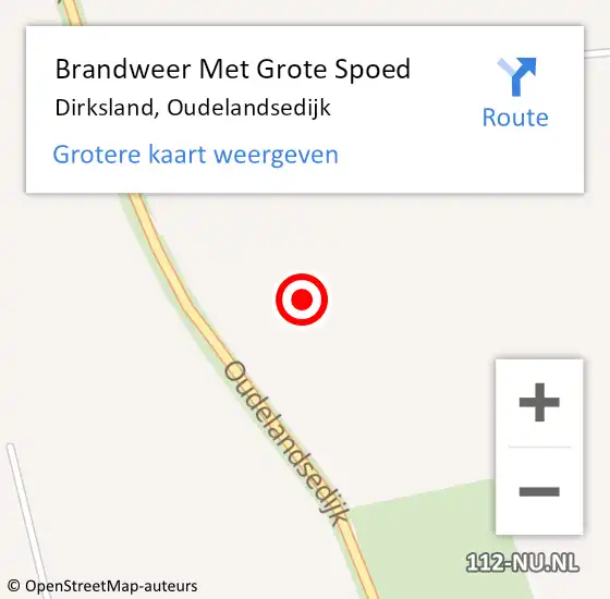 Locatie op kaart van de 112 melding: Brandweer Met Grote Spoed Naar Dirksland, Oudelandsedijk op 8 augustus 2021 21:00