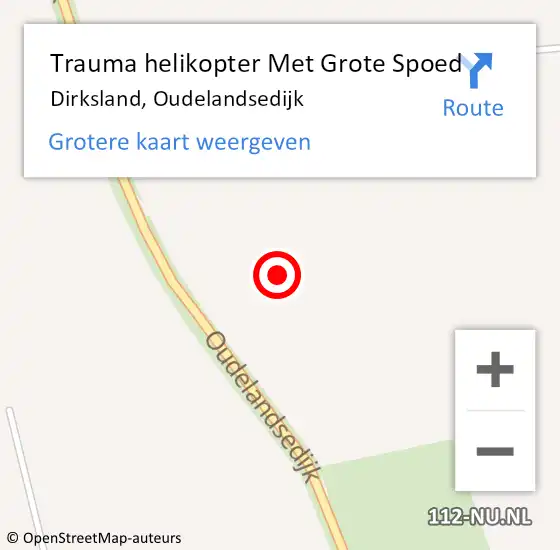 Locatie op kaart van de 112 melding: Trauma helikopter Met Grote Spoed Naar Dirksland, Oudelandsedijk op 8 augustus 2021 21:00