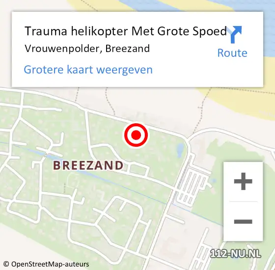 Locatie op kaart van de 112 melding: Trauma helikopter Met Grote Spoed Naar Vrouwenpolder, Breezand op 8 augustus 2021 21:26