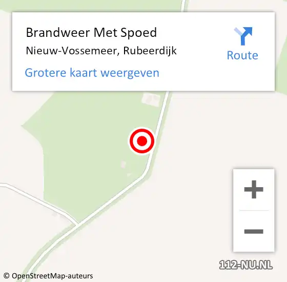 Locatie op kaart van de 112 melding: Brandweer Met Spoed Naar Nieuw-Vossemeer, Rubeerdijk op 8 augustus 2021 21:27