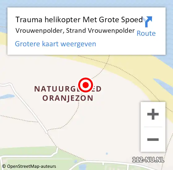 Locatie op kaart van de 112 melding: Trauma helikopter Met Grote Spoed Naar Vrouwenpolder, Strand Vrouwenpolder op 8 augustus 2021 21:31