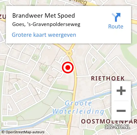 Locatie op kaart van de 112 melding: Brandweer Met Spoed Naar Goes, 's-Gravenpolderseweg op 8 augustus 2021 22:12