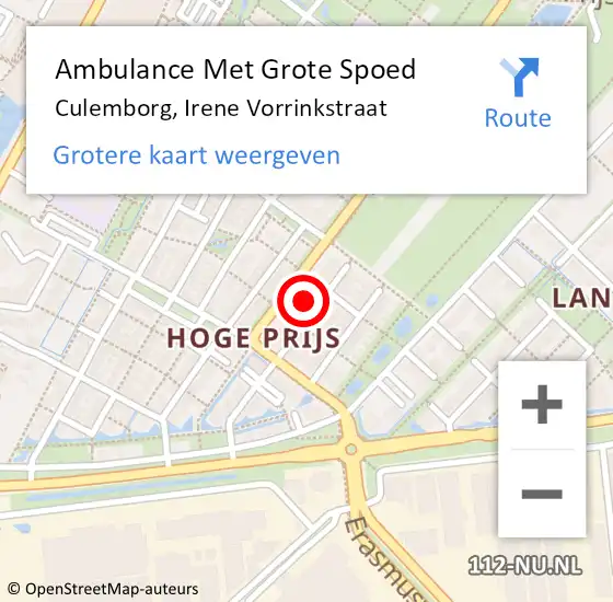 Locatie op kaart van de 112 melding: Ambulance Met Grote Spoed Naar Culemborg, Irene Vorrinkstraat op 8 augustus 2021 23:13